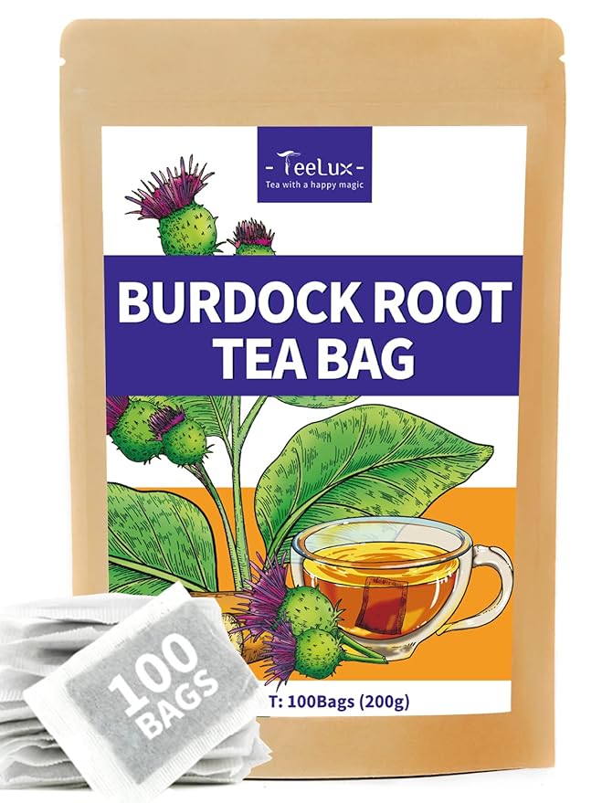 TeeLux Burdock Root Tea Bags, Pure Natural Burdock Root, Caffeine Free, Premium Herbal Tea, 100 Tea Bags