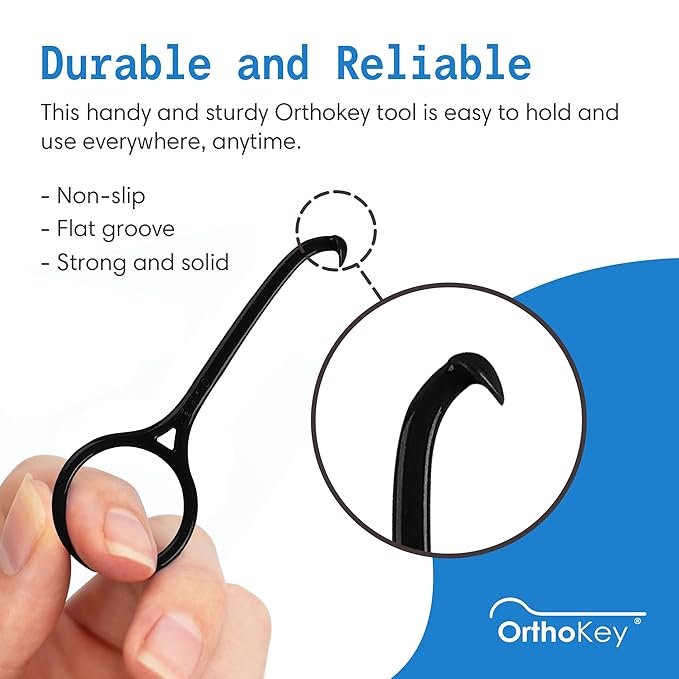 OrthoKey Retainer & Aligner Removal Tool - Dental-Grade Orthodontic Supplies for Invisible Braces, Cleaning & Travel - Bracket & Denture Remover (2-Pack) Blue & Black
