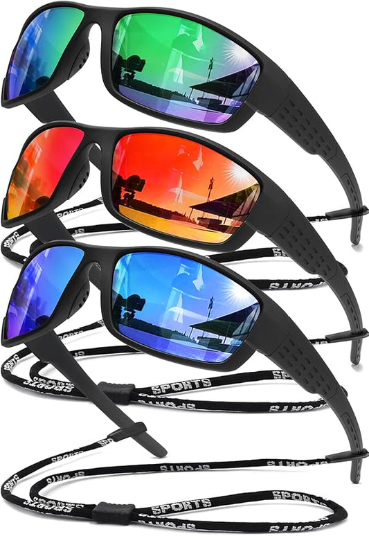 Polarized Sports Sunglasses Men UV400 Protection Lightweight Wrap Around Goggles for Cycling Fishing Driving Running-StrideForce Fitness