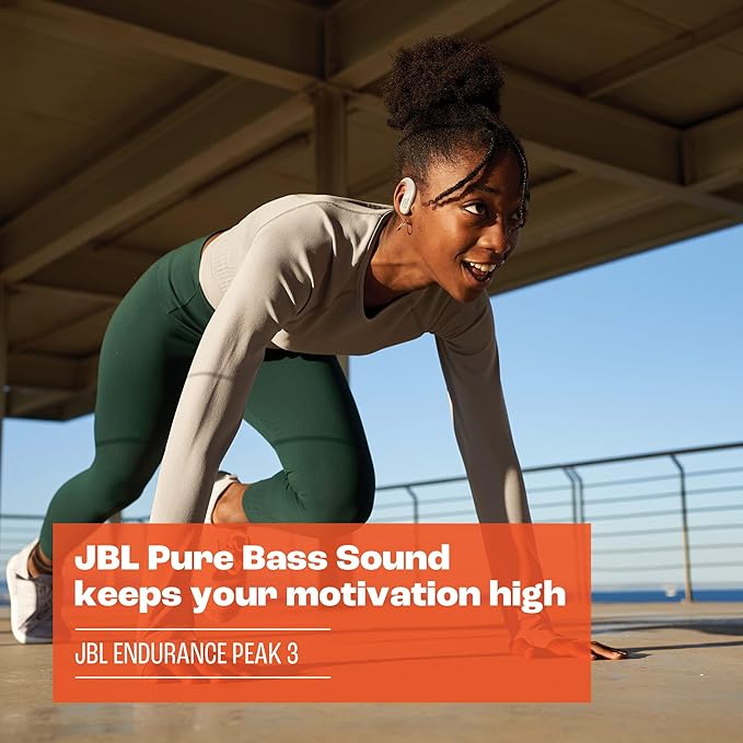 JBL Endurance Peak 3 - Dust and Water Proof (IP68) True Wireless Active Earbuds, Pure Bass Sound, Up to 50 Total Hours of Playback with Speed Charge, Ambient Aware & Talk Thru (White)-StrideForce Fitness