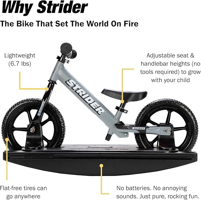 Strider 12” - Helps Teach Baby How to Ride a Balance Bicycle - for Kids 6 Months to 4 Years - Easy Assembly & Adjustments-StrideForce Fitness