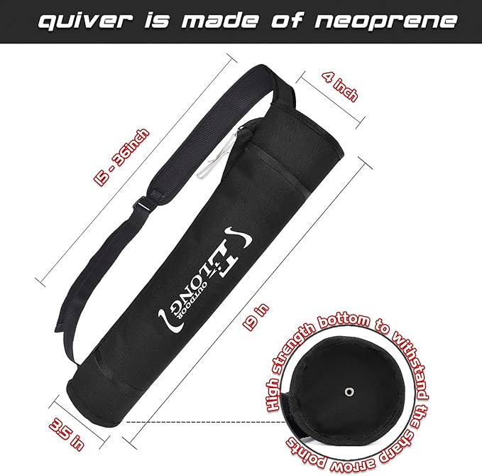 Elong Adjustable Archery Back Arrow Quiver Holder - Upgraded Quiver Arrows for Compound Recurve Bow and Hunting Target Practicing Youth and Adults-StrideForce Fitness