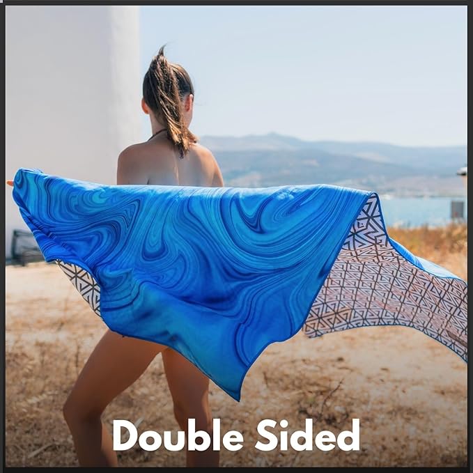 ECCOSOPHY Microfiber Beach Towel - Sand Free Towels are Quick Dry, Light Weight, Super Absorbent - Perfect Pool, Travel, Cruise, Camping Essentials - Oversized Extra Large for Adults 71x35 in-StrideForce Fitness