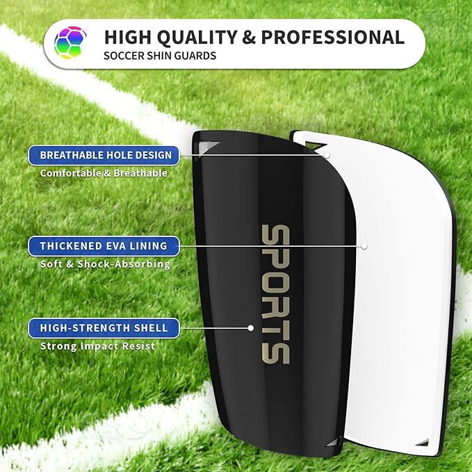 Kids Youth Soccer Shin Guards with Sleeves, Slip in Shinguards Soccer Shin Pads for 3-15 Years Old Boys Girls Child Teens-StrideForce Fitness