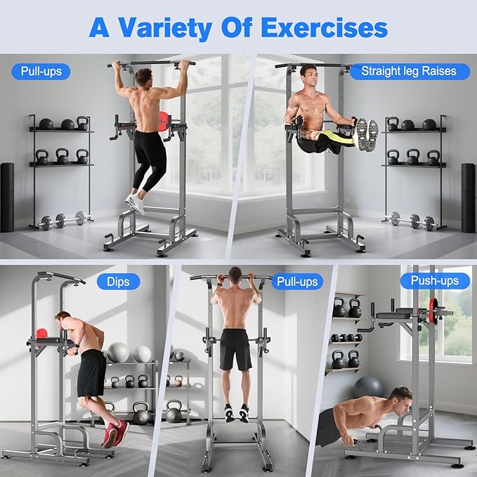 RELIFE REBUILD YOUR LIFE Power Tower Pull Up Bar Station Workout Dip Station for Home Gym Strength Training Fitness Equipment-StrideForce Fitness
