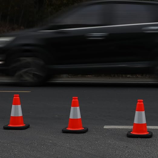 OrangeStar 8 Pack 12" Orange Traffic Safety Cones, PVC Parking Construction Cones w/Reflective Collar, Heavy Duty Base for Driving Practice, Parking Lots and Roadwork-StrideForce Fitness