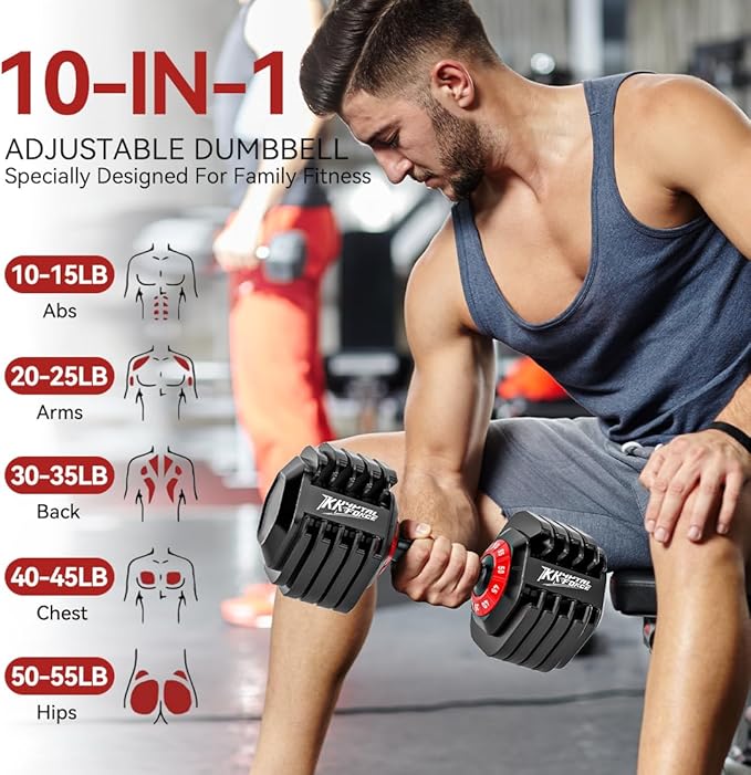 25/55lbs Adjustable Dumbbells Set, Dumbbells with Anti-Slip Metal Handle for Exercise & Fitness Fast Adjust Weight for Full Body Workout Fitness-StrideForce Fitness
