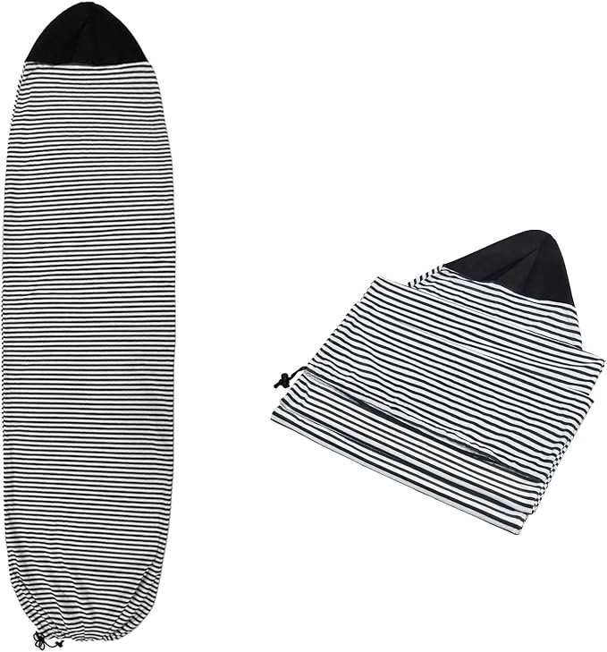 Surf Sock, Surfboard Sock Cover for Longboard Paddleboard Surf Board Sup Paddle Board, 6-8 FT Foot Quick Dry Stretch Surfboard Bag Sleeve with Drawstring Closure-StrideForce Fitness