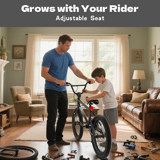 67i Boys BMX Bike 18/20 Inch Ages 8-12 Kids Bicycle with Front Rear U Brake Adjustable Seat Iron Fork 2.09" Wide Tires-StrideForce Fitness