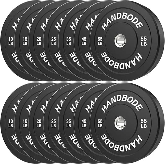 Bumper Plates 2 - Inch Olympic Weight Plate Set for Barbell, 10-55 lb Rubber Weights Sets for Home Gym, Strength Training Plate, Weight Lifting, Black-StrideForce Fitness