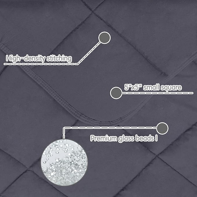 yescool Weighted Blanket (5 lbs, 36" x 48", Grey) Cooling Heavy Blanket for Sleeping Perfect for 40-60 lbs, Breathable Blanket with Premium Glass Bead, Machine Washable-StrideForce Fitness