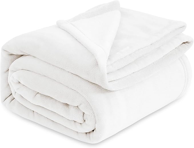 Bedsure Fleece Bed Blankets Full Size White - Soft Lightweight Plush Fuzzy Cozy Luxury Blanket Microfiber, 84x90 inches-StrideForce Fitness