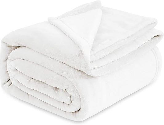 Bedsure Fleece Bed Blankets Full Size White - Soft Lightweight Plush Fuzzy Cozy Luxury Blanket Microfiber, 84x90 inches-StrideForce Fitness