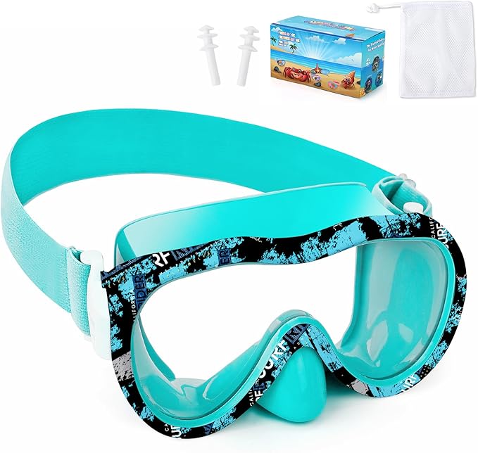 Kids Swim Goggles with Nose Cover, 180° Panoramic Snorkel Mask with Anti-Fog & Anti-Leak Design, Comfort Fabric Strap UV Protection Lens for Boys Girls Ages 3-15-StrideForce Fitness