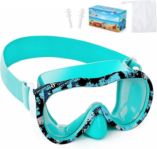Kids Swim Goggles with Nose Cover, 180° Panoramic Snorkel Mask with Anti-Fog & Anti-Leak Design, Comfort Fabric Strap UV Protection Lens for Boys Girls Ages 3-15-StrideForce Fitness