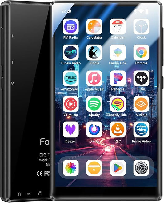 128GB MP3 Player with Bluetooth WiFi, Android 13 OS MP3 & MP4 Player with 5" Touchscreen and Speaker, 4GB RAM & 128GB ROM, Spotify Music Player with Audible, FM Radio, Amazon Music, Play Store-StrideForce Fitness