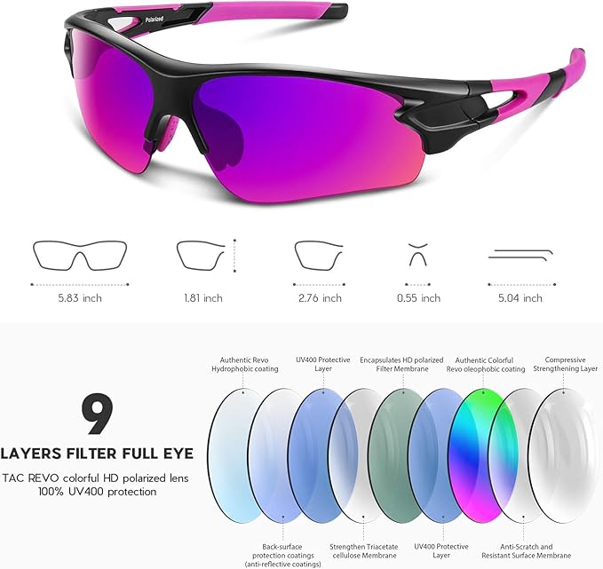 BEACOOL Polarized Sports Sunglasses for Men Women Youth Baseball Fishing Cycling Running Golf Motorcycle Tac Glasses UV400-StrideForce Fitness