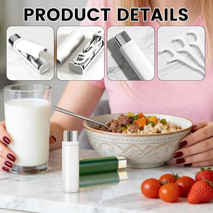 Portable Floss Dispenser with 100 Pcs Dental Floss, 2026 New Dental Floss Dispenser Dental Floss Picks Case, Refillable Automatic Travel Floss Pick Organizer Pocket Floss Boxes (3 Pcs White)