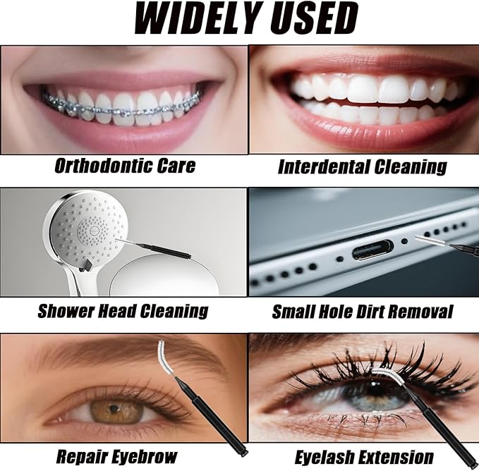 130-Count Interdental Brushes Set - Black & White Orthodontic Cleaning Kit with Spiral Brush Heads, Braces-Friendly Flossers & Toothpicks for Efficient Teeth & Braces Care