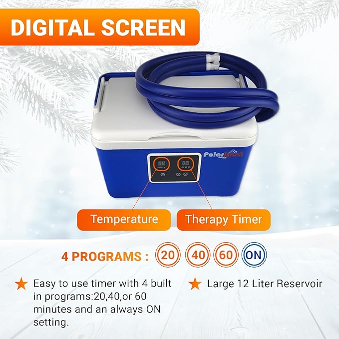 Cold Therapy Machine by Polar Sport - Ice Water Circulation System with Large Adjustable Cold Pad for Pain in The Knee, Shoulder, Ankle, Neck and Recovery After Surgery with Pump (Large)-StrideForce Fitness