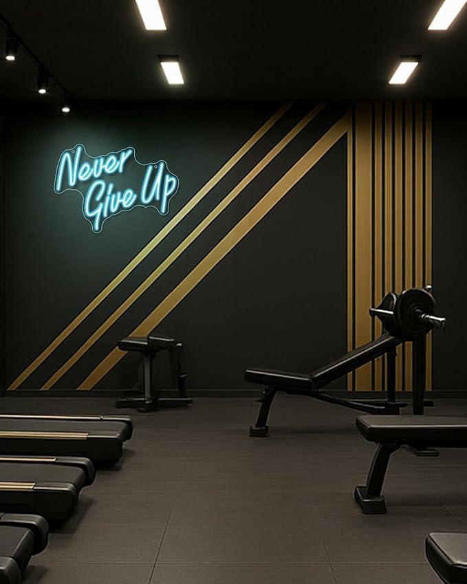 YIKBIK NEVER GIVE UPLED Neon Sign for Wall Decor,Neon Lights Party Decorations, USB Powered Switch Neon Lights lighting adjustable for Office Room, Gym Room, Man Cave, Gamer Room-StrideForce Fitness