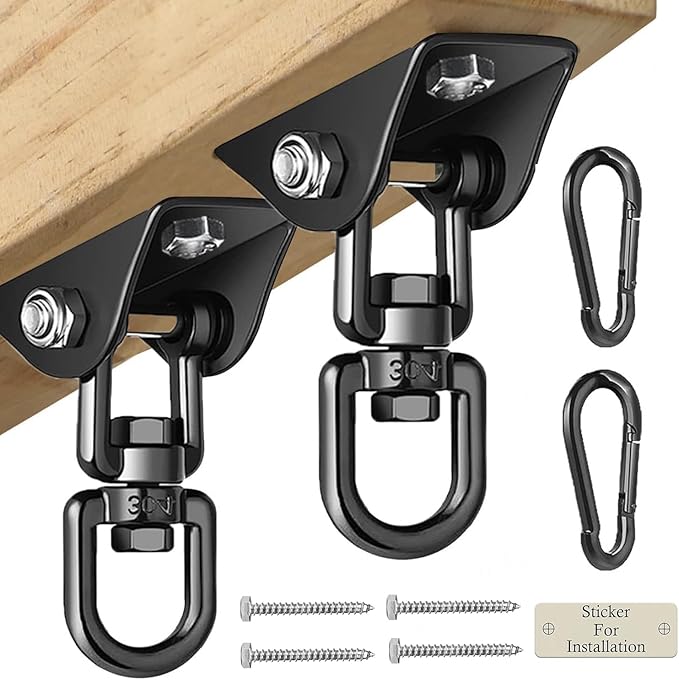 Heavy Duty Swing Hangers for Wooden Sets 2000 LB Capacity Hammock Hanger 360 Swivel Stainless Steel Swing Hardware Accessories 2 Packs for Porch Playground Yoga Heavy Bag-StrideForce Fitness