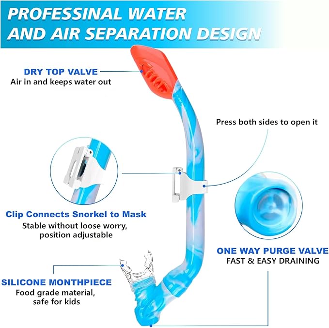 GoseWave Snorkeling Gear for Kids, Kids Snorkel Set for Ages 5-15, Anti-Fog Diving Mask and Dry Top Snorkel Set, Unisex Swimming Goggles with Nose Cover-StrideForce Fitness