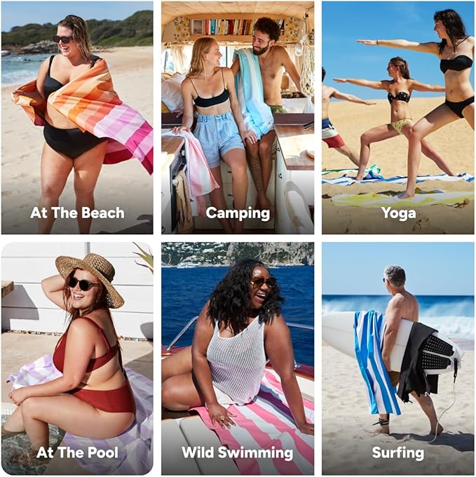 Dock & Bay Quick Drying Towel - for Sports & Gym - Compact, Lightweight - 100% Recycled - Includes Bag - Summer - Miami Sorbet, Extra Large (200x90cm, 78x35)-StrideForce Fitness