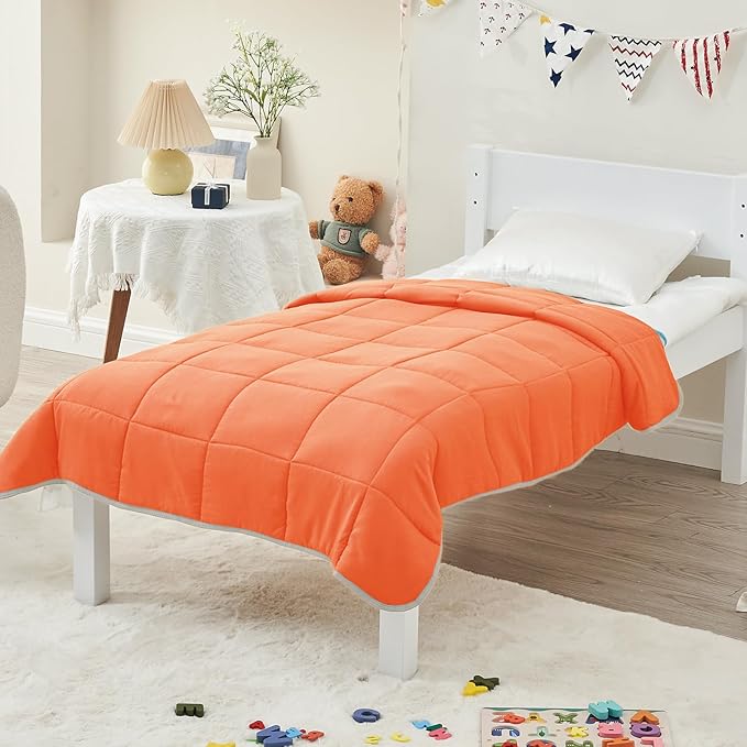 yescool Weighted Blanket (7 lbs, 41" x 60", Orange) Cooling Heavy Blanket for Sleeping Perfect for 60-90 lbs, Breathable Blanket with Premium Glass Bead, Machine Washable-StrideForce Fitness