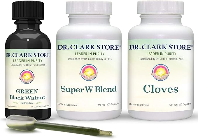 Dr Clark Store Intestine Support & Cleanse Kit - with Original Green Tincture from Black Walnut Hulls, Wormwood, and Cloves-Helps Maintain Optimum Intestinal Function-StrideForce Fitness