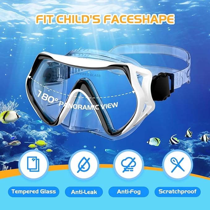 Snorkeling Gear, Dry Snorkel Set180° Panoramic Wide View,Anti-Fog Scuba Diving Mask, Professional Snorkeling Gear for Free Breathing, Swimming, Diving-StrideForce Fitness