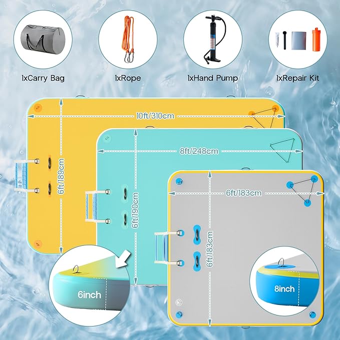 Specraft Inflatable Floating Dock, Non-Slip Air Dock Platform loating Island Raft with Rope Ladder for Pool Lake Beach Ocean-StrideForce Fitness