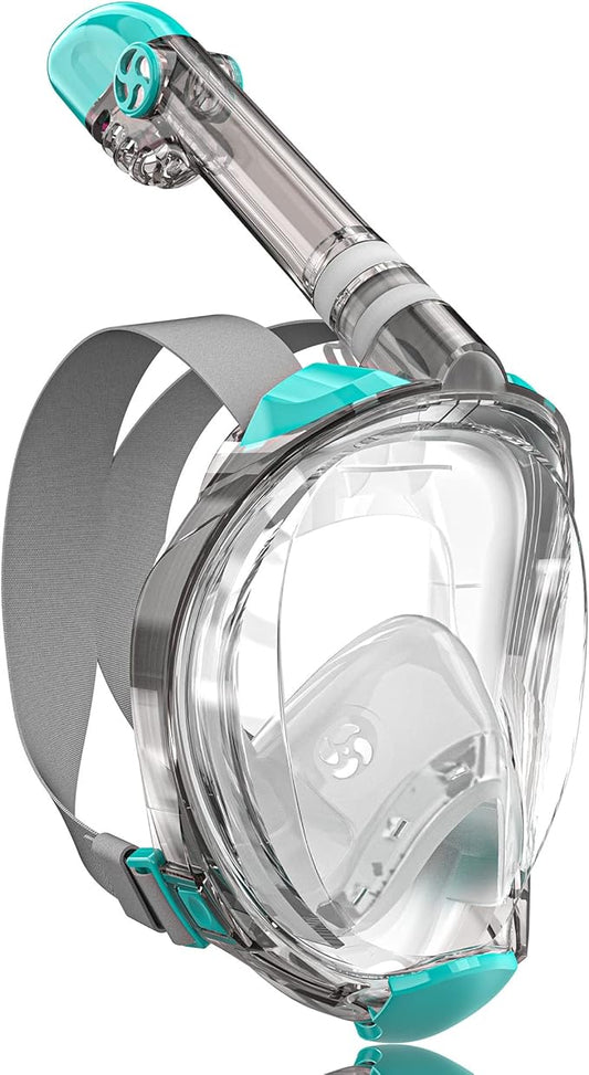 QingSong Full Face Snorkel Mask for Adults, Snorkeling Gear with Camera Mount, 180 Degree Panoramic View Snorkel Set Anti-Fog Anti-Leak-StrideForce Fitness