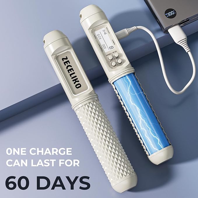 Smart Jump Rope with LED Display and Jump Counter, Weighted Cordless Design for Home Gym & HIIT, Adjustable Steel Wire for Fitness, Tracks Jumps, Calories & Time, for Men, Women & Kids-StrideForce Fitness