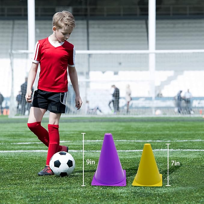 12/24/48Pcs Soccer Cones,7" or 9" Soccer Cones for Training, Multicolor Cones Sports Soccer Training Cones, Field Cones for Skating Basketball Football Drills Practice-StrideForce Fitness