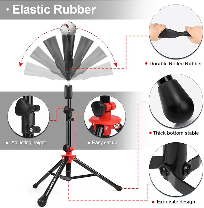 Storgem Baseball and Softball Practice Net 7×7ft Portable Hitting Pitching Batting Training Net Baseball Backstop Net with Batting Tee and Strike Zone and Bow Frame-StrideForce Fitness