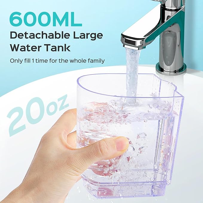 COSLUS Advanced Water Flosser for Teeth: 2 Modes & 12 Pressure Settings Electric Dental Pick for Orthodontic, Braces, Sensitive Gums - Home Use, 5 Jet Tips for Multiple Users, Family, White, E2