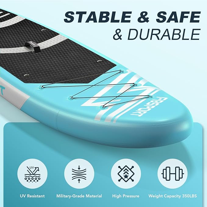 FBSPORT 11' Premium Stand Up Paddle Board, Yoga Board with Durable SUP Accessories & Carry Bag | Wide Stance, Surf Control, Non-Slip Deck, Leash, Paddle and Pump for Youth & Adult-StrideForce Fitness