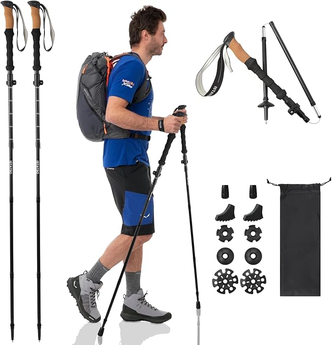 Portable Foldable Hiking Poles, 7075 Aluminum Adjustable Walking Sticks with Quick - Lock, Ideal for Hiking, Camping, and Mountain Trips 2pc Trekking Poles-StrideForce Fitness