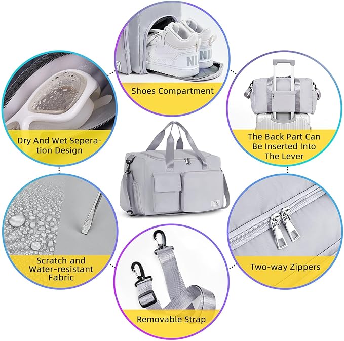 FIORETTO Women's Gym Duffle Bag with Shoes Compartment, 37L Capacity, Ideal for Travel, Gym, Sports, Duffel, Weekender-StrideForce Fitness