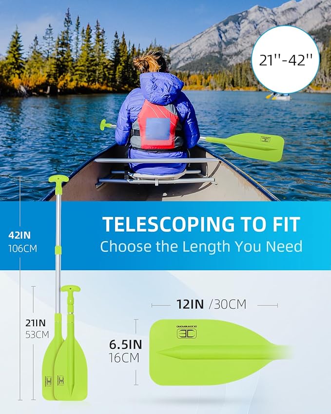 OCEANBROAD Telescoping Emergency Paddle 21''-42''（Assembling Required）/26''-54'' Aluminium Shaft for Kayaking Boating Canoeing River Tubing-StrideForce Fitness