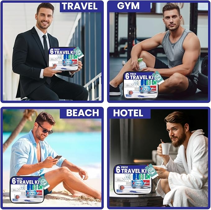 Trektote Travel Toothbrush and Toothpaste Set - Dental Care Kit, TSA Compliant, Includes Toothpaste, Toothbrush, Mouthwash, Tongue Cleaner, Flosses and Premium Toiletry Bag