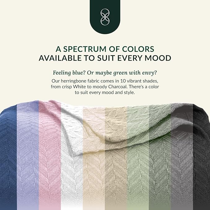 Herringbone Cotton Twin Blanket for Couch, Bed,Sofa, Home Decor, Soft, Lightweight, All-Season Bed Blanket, 68 x92, White-StrideForce Fitness