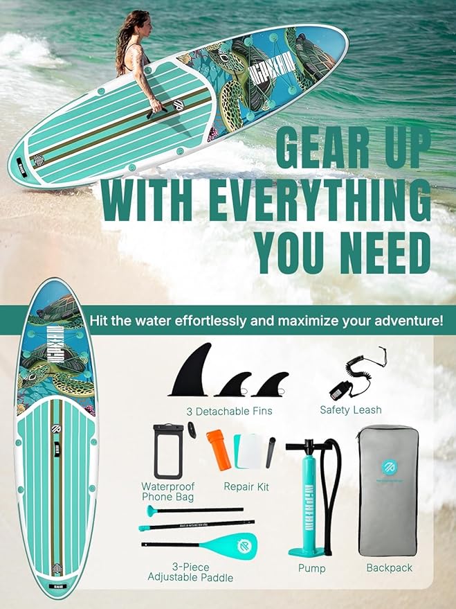 Niphean Inflatable Stand Up Paddle Board with SUP Accessories, Anti-Slip EVA Deck, 10’6’’ Inflatable Paddle Boards for Adults & Youth of All Skill Levels-StrideForce Fitness