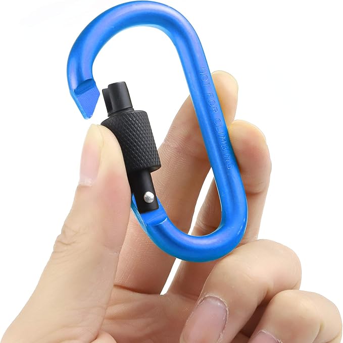 10 Pack Aluminum D Ring Key Rings Hiking Clips Locking Carabiner for Hiking Camping Fishing and Outdoor Use，Clips with Screw Gate Multicolored-StrideForce Fitness