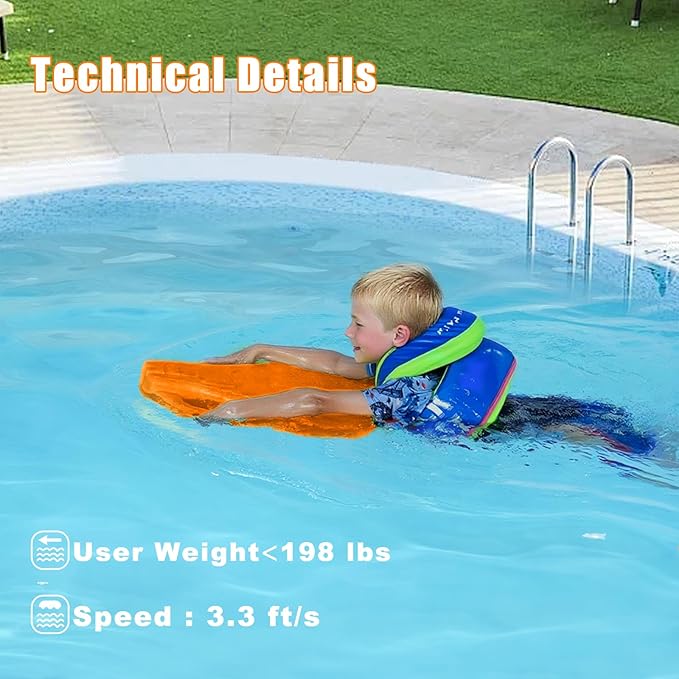 Electric Swimming Kickboard for Kids,Motorized Swim Board with Water Gun, Motorized Swim Training for Children Adults, 60N Thrust, 198 lbs Buoyancy, 25V Rechargeable Battery-StrideForce Fitness