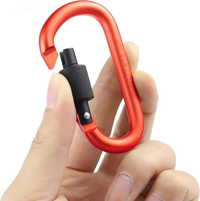 10 Pack Aluminum D Ring Key Rings Hiking Clips Locking Carabiner for Hiking Camping Fishing and Outdoor Use，Clips with Screw Gate Multicolored-StrideForce Fitness