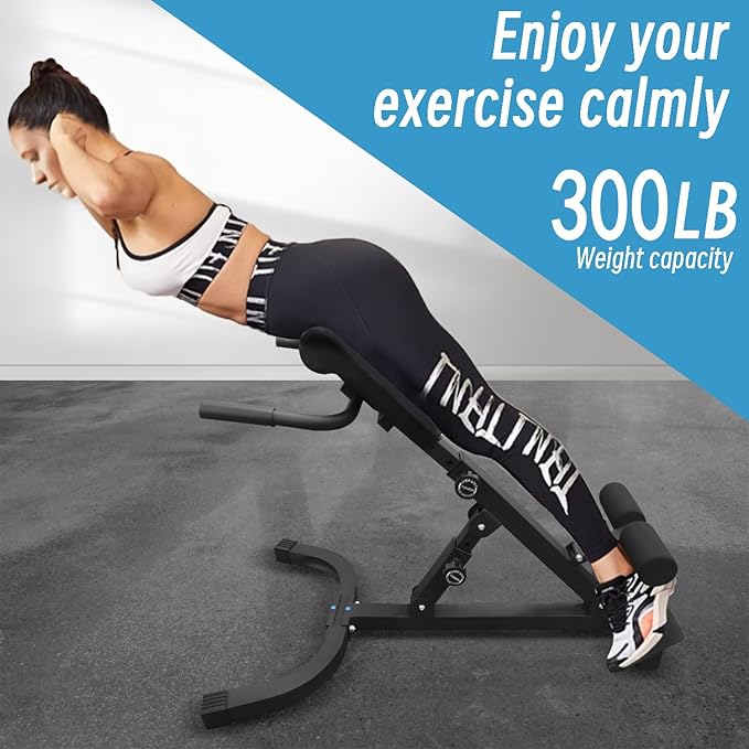 Hyper Back Extension Roman Chair - Back Extension Bench Machine for Glute, Hamstring and Lower Back, Multi-Functional Bench for Full All-in-One Body Workout, Foldable for Home Gym Fitness-StrideForce Fitness