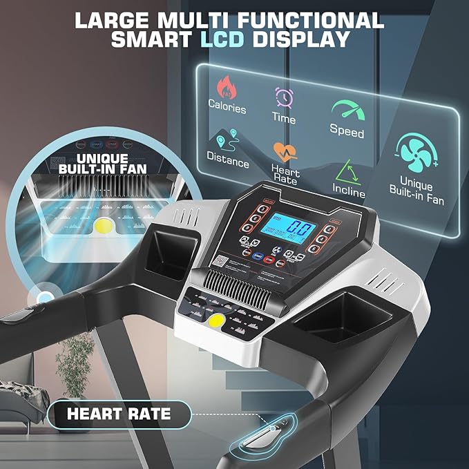 Treadmill with 15% Auto Incline, FUNMILY 3.25HP Heavy Duty Treadmill for Home, 300 lb Weight Capacity Folding Running Machine, Smart App Control/Shock Absorption/Bluetooth Speaker/Large LED Display-StrideForce Fitness