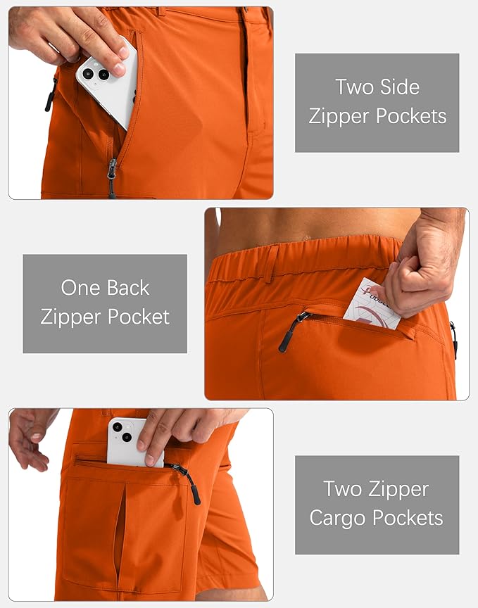 Pudolla Men's Hiking Cargo Shorts 9" Lightweight Outdoor Work Shorts for Men Travel Golf Camping Casual with 5 Zipper Pockets-StrideForce Fitness